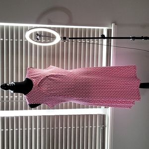 NWOT, Pink multi sleeveless cotton A-line midi summer dress.